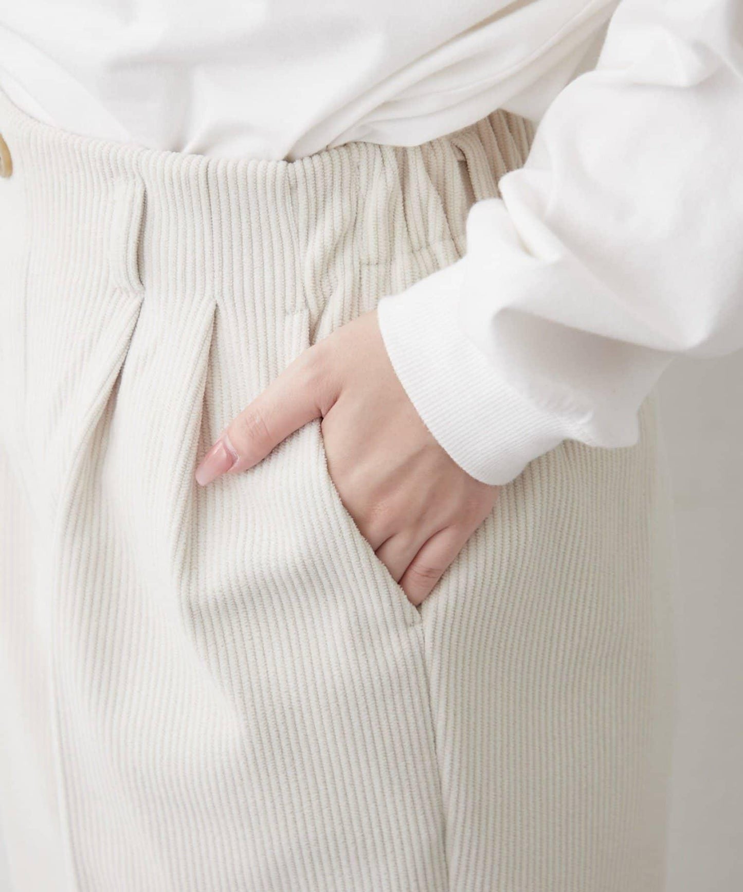 內加絨燈芯絨褶皺長褲