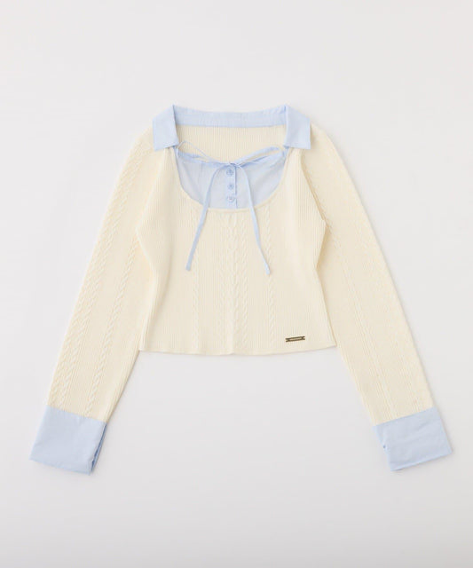 襯衫拼接針織衫