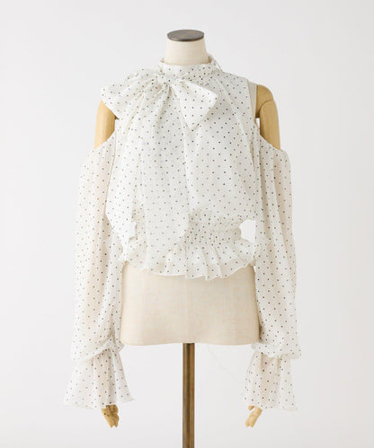 美式無袖蝴蝶結透視襯衫