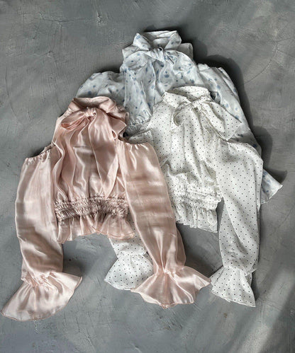 美式無袖蝴蝶結透視襯衫