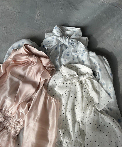 美式無袖蝴蝶結透視襯衫