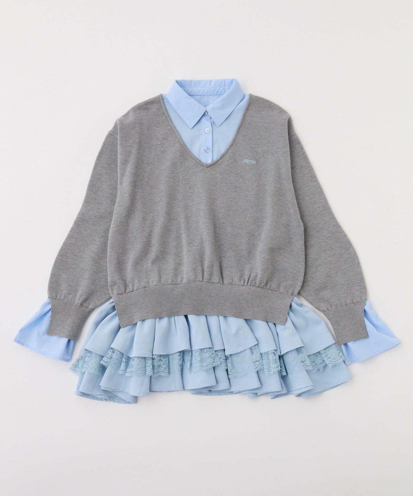 襯衫拼接針織連衣裙