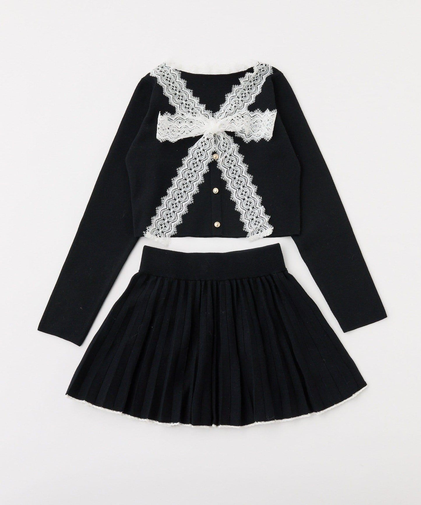 蕾絲蝴蝶結套裝針織衫