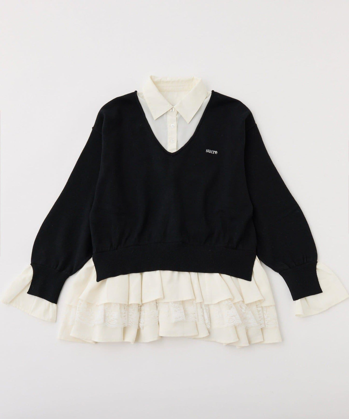 襯衫拼接針織連衣裙