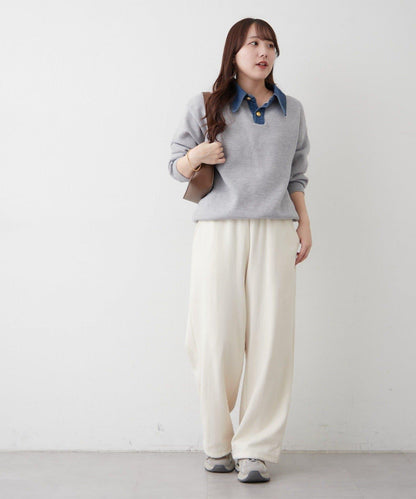 牛仔翻領寬鬆針織衫