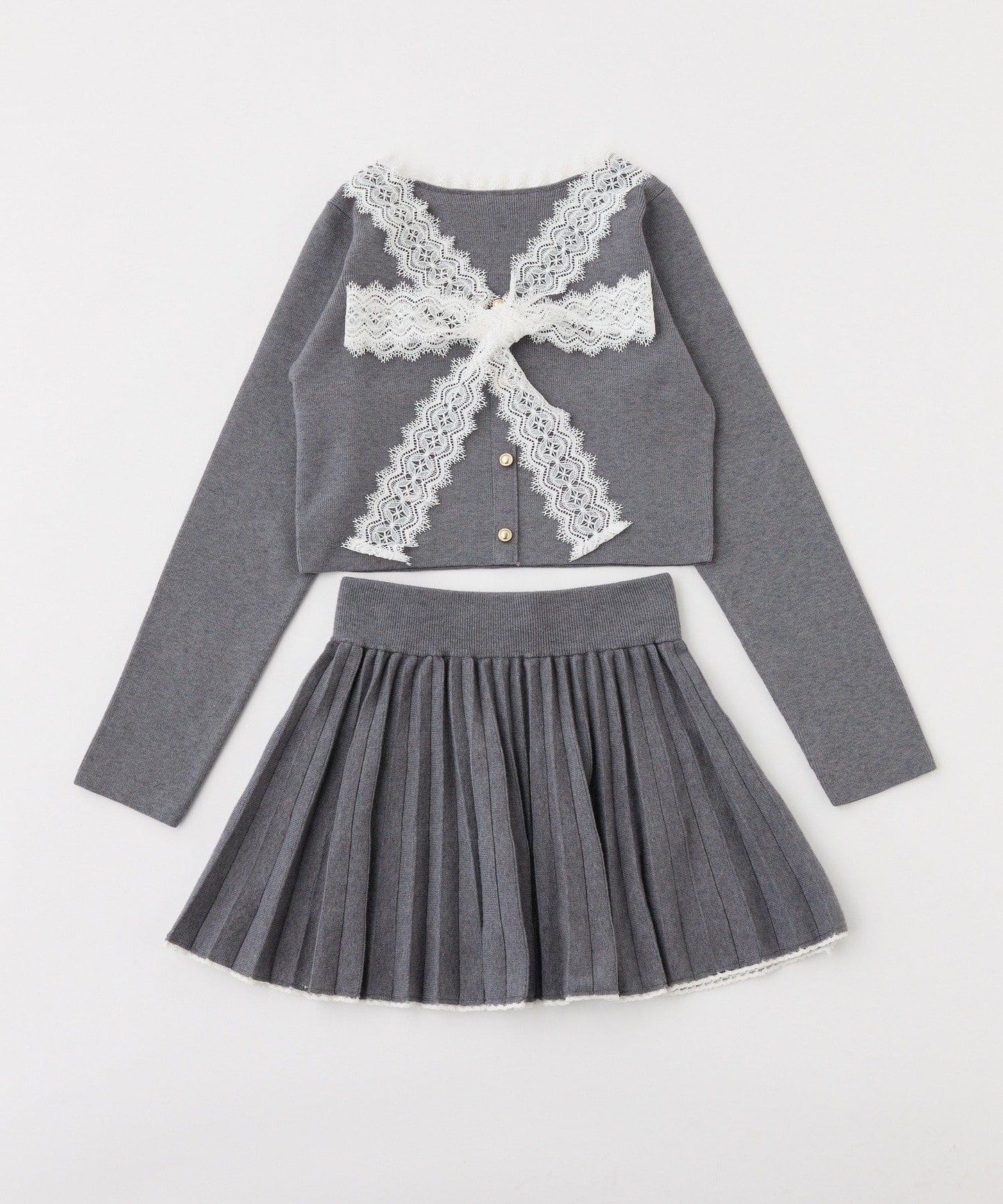 蕾絲蝴蝶結套裝針織衫