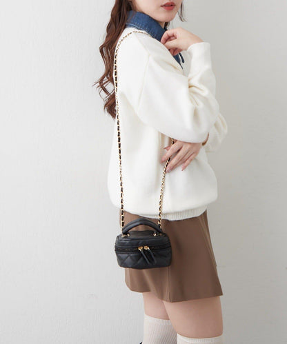 牛仔翻領寬鬆針織衫