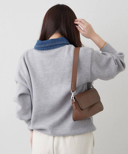 牛仔翻領寬鬆針織衫