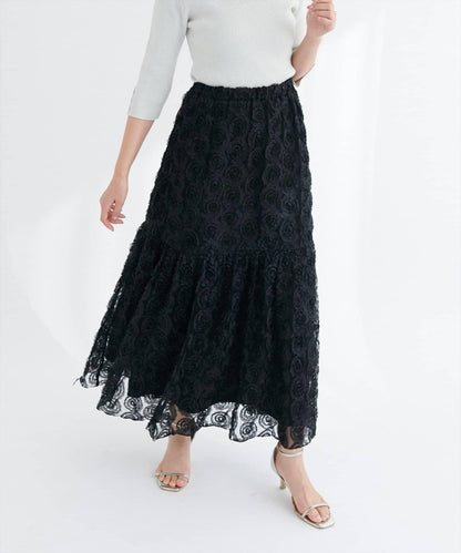 花卉網紗蓬鬆半身裙