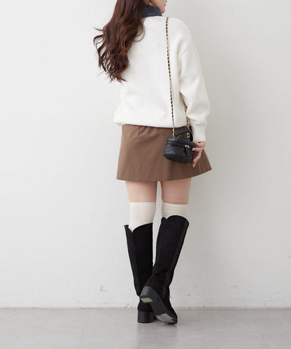 牛仔翻領寬鬆針織衫