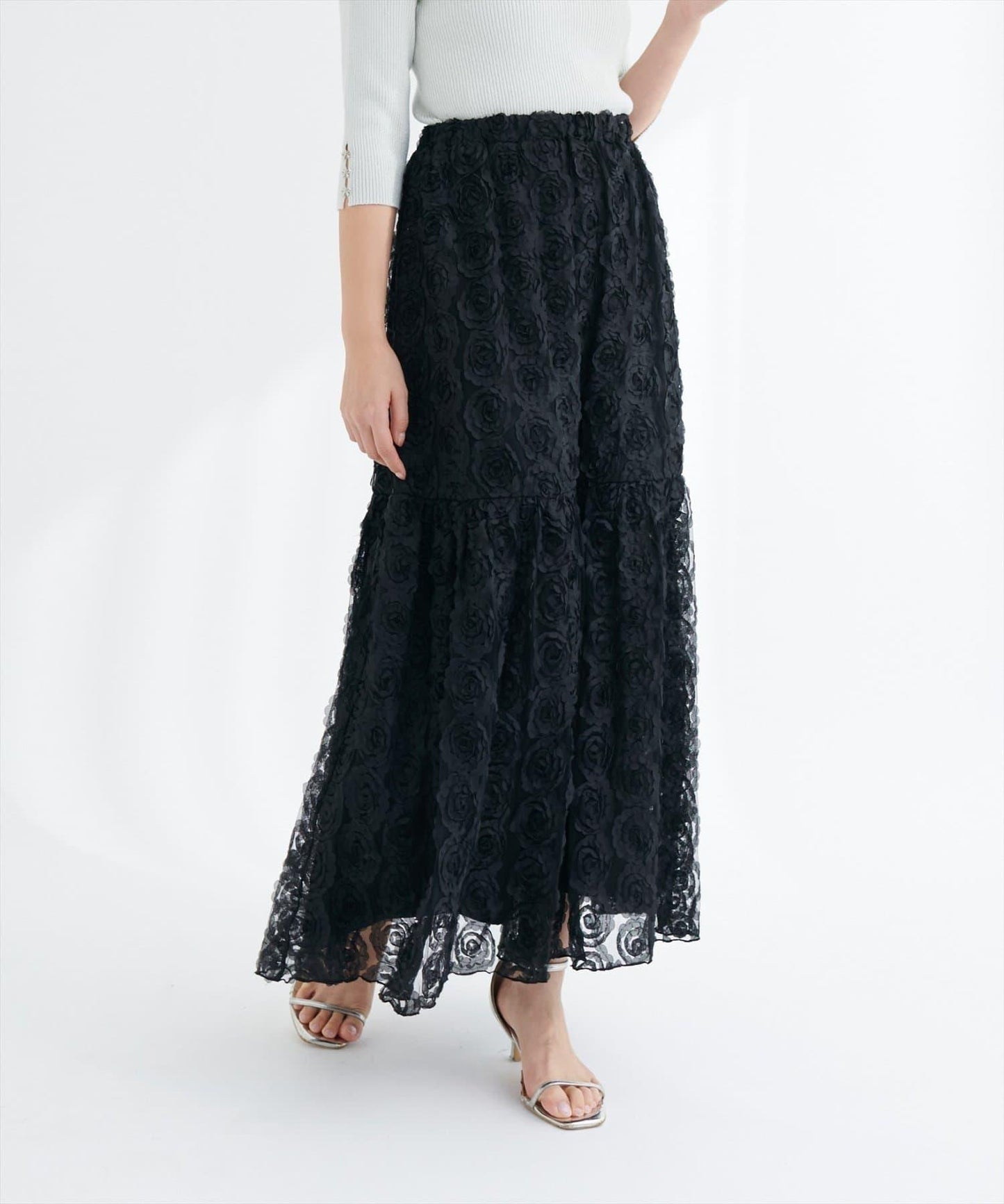 花卉網紗蓬鬆半身裙