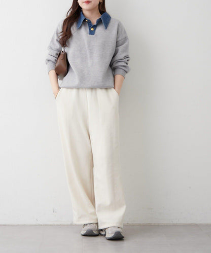 牛仔翻領寬鬆針織衫