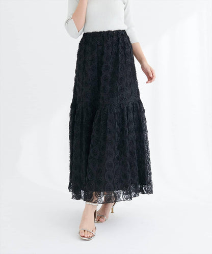 花卉網紗蓬鬆半身裙