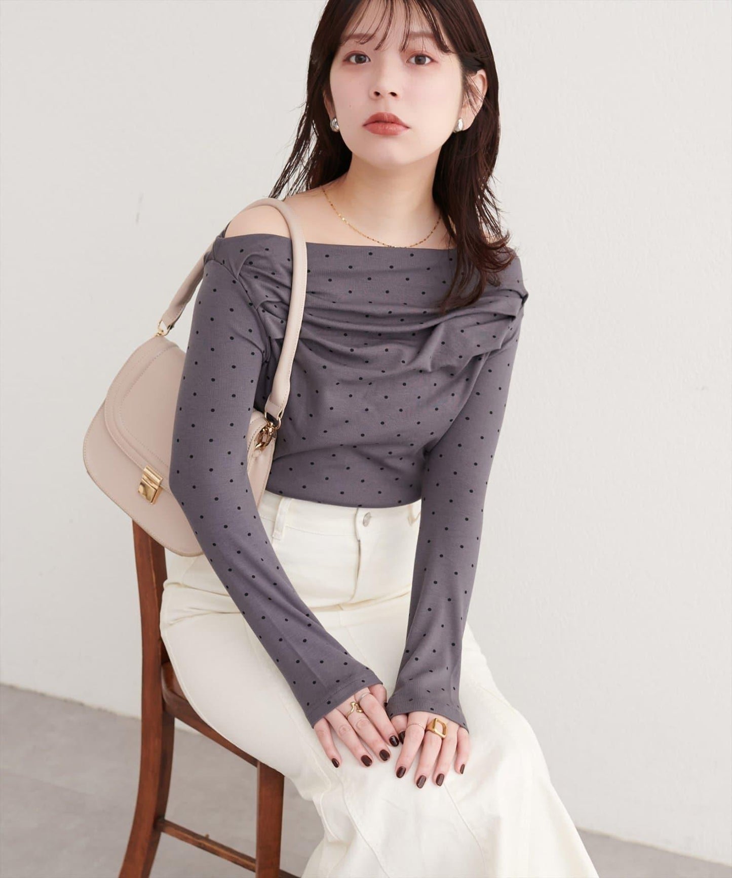 波點圖案垂墜感套頭衫