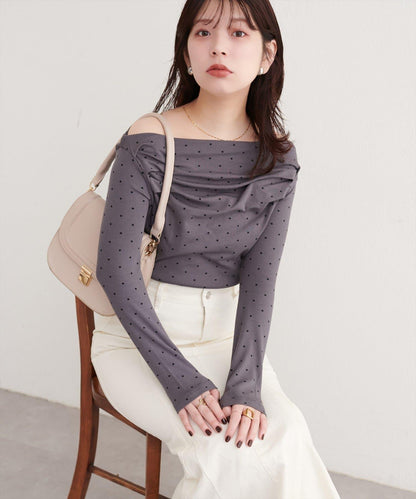 波點圖案垂墜感套頭衫