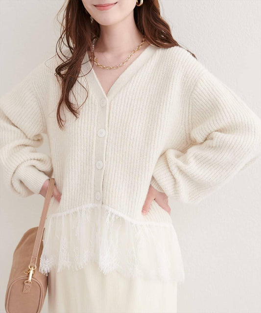下襬蕾絲開衫