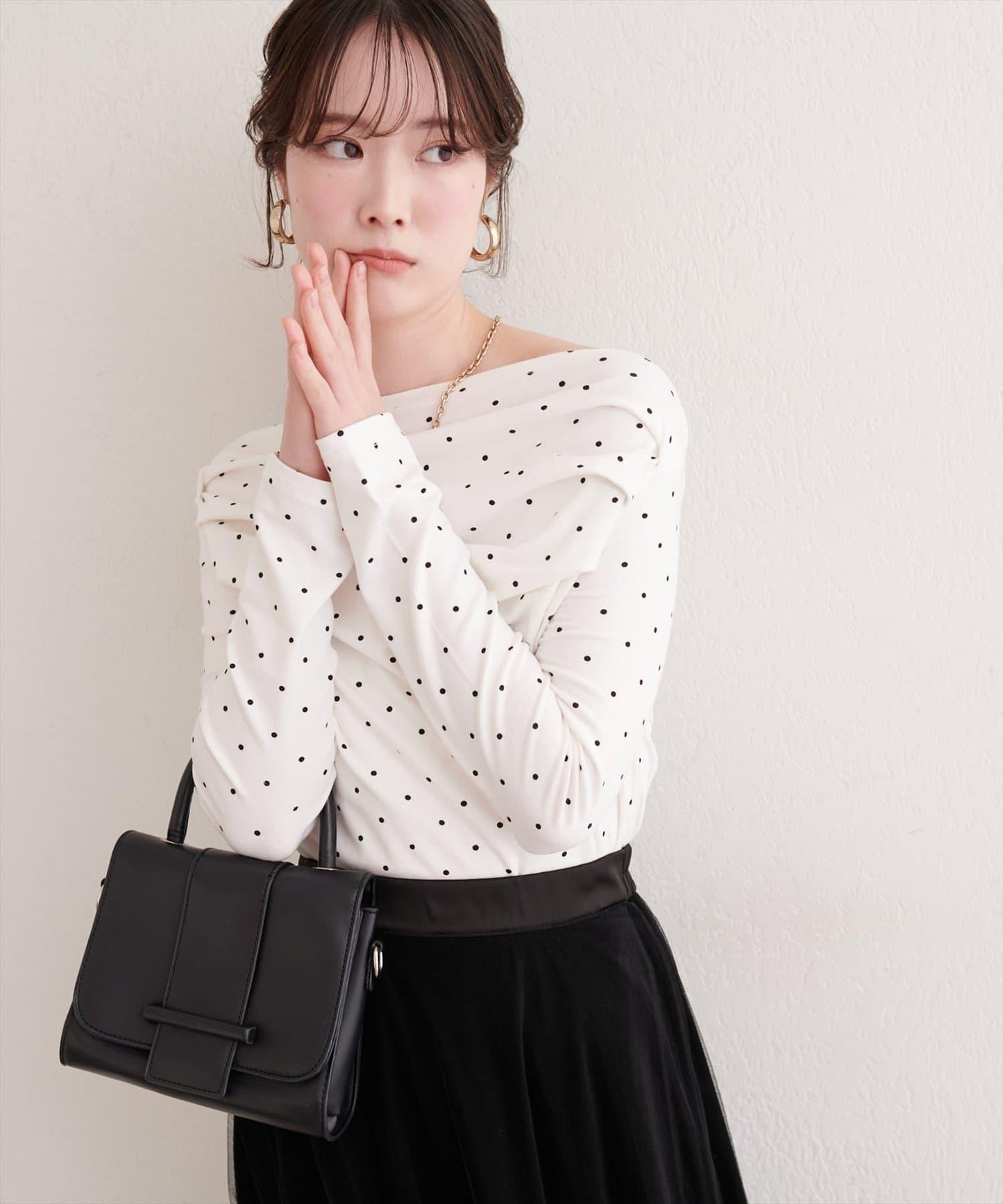 波點圖案垂墜感套頭衫