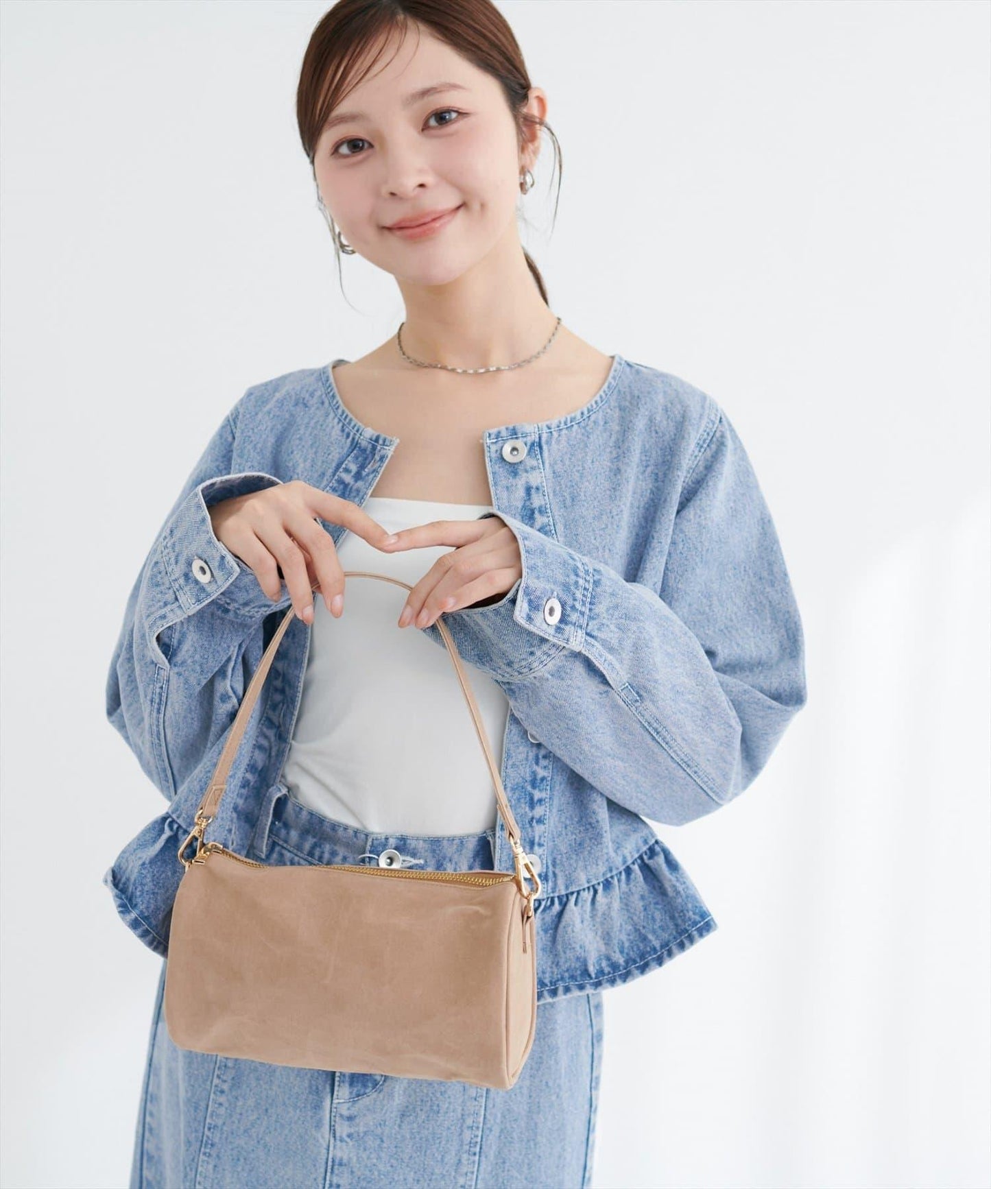 無領荷葉邊牛仔夾克