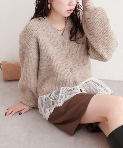 下襬蕾絲開衫