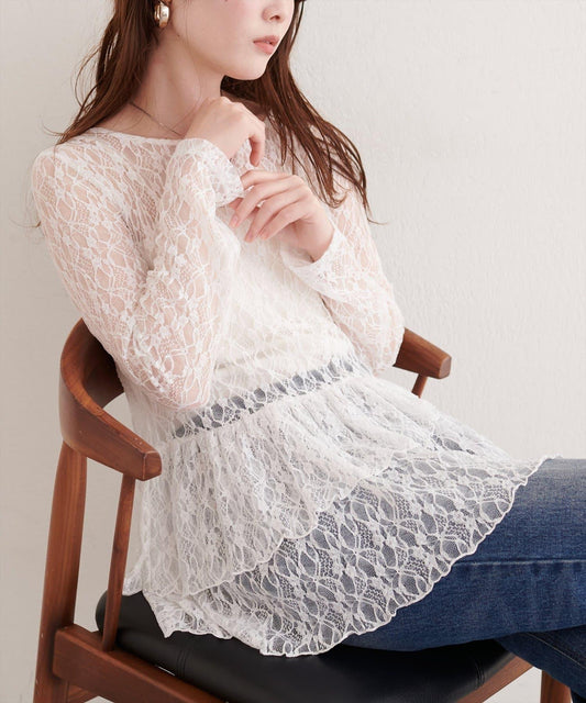 全蕾絲層疊上衣