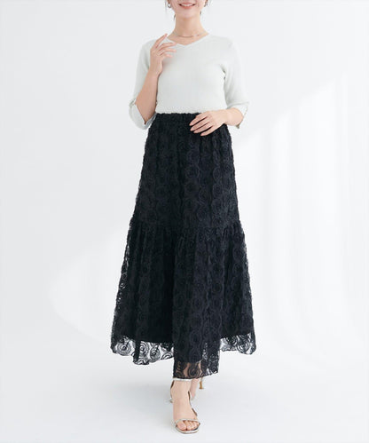 花卉網紗蓬鬆半身裙