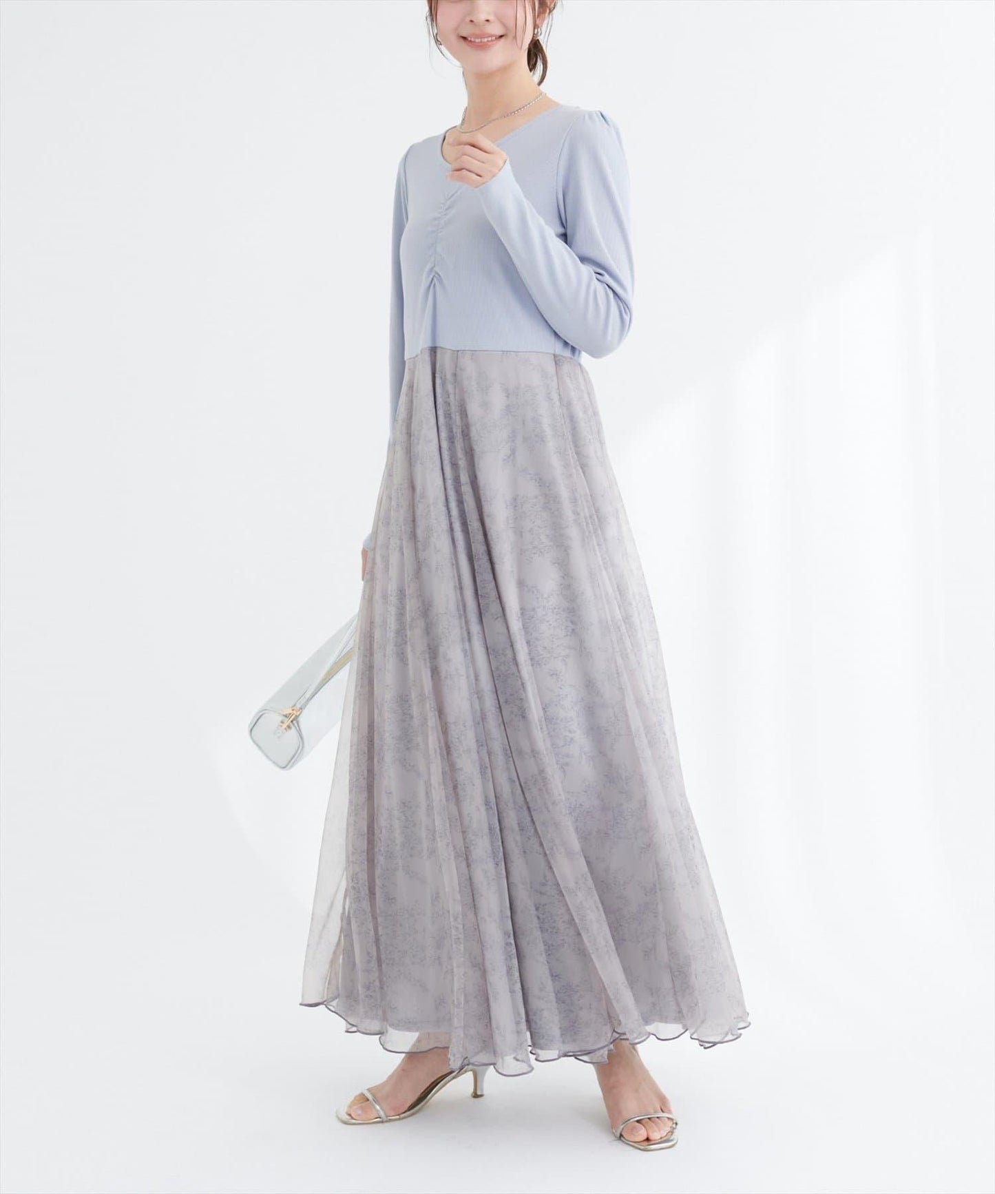 花卉圖案網紗連衣裙