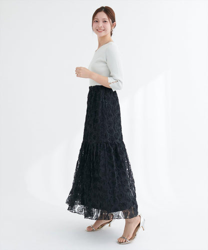 花卉網紗蓬鬆半身裙
