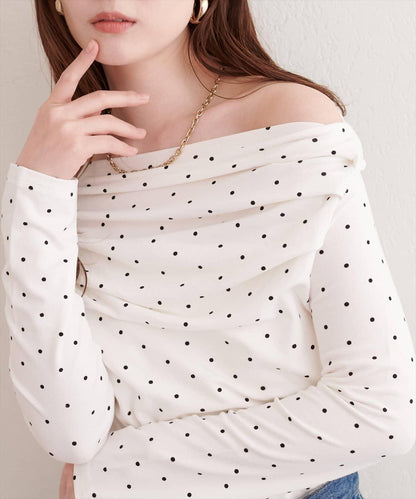 波點圖案垂墜感套頭衫