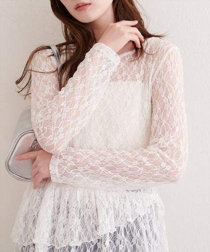 全蕾絲層疊上衣