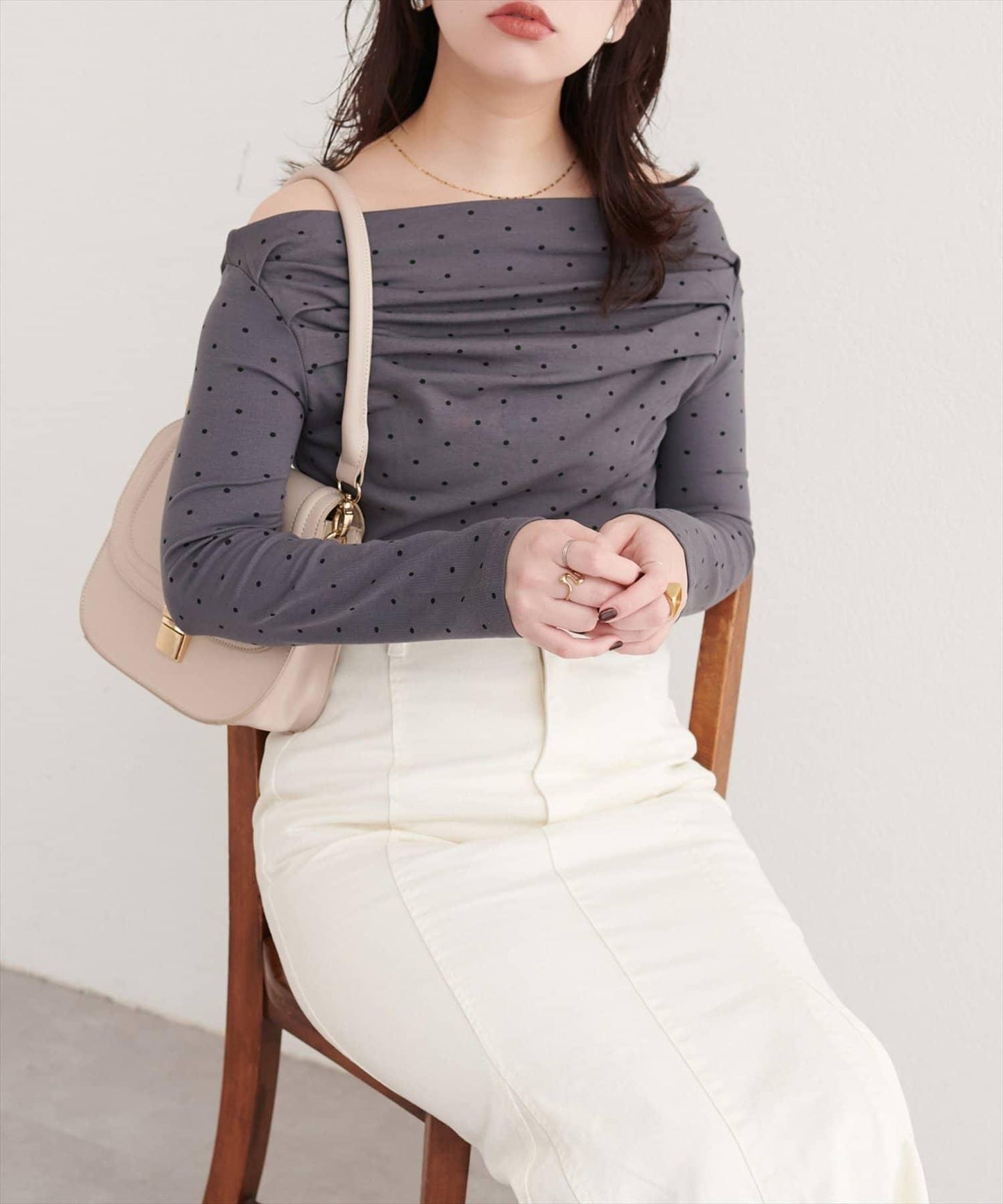 波點圖案垂墜感套頭衫