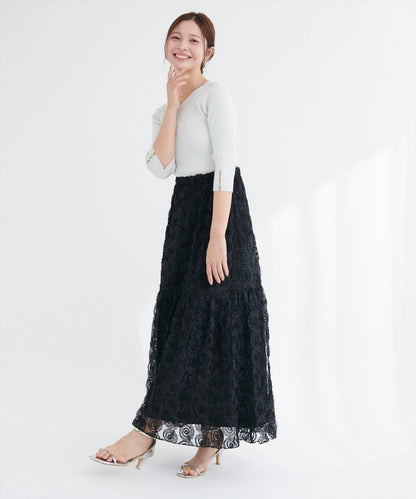 花卉網紗蓬鬆半身裙