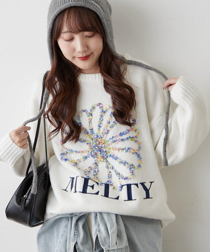 花卉提花針織毛衣