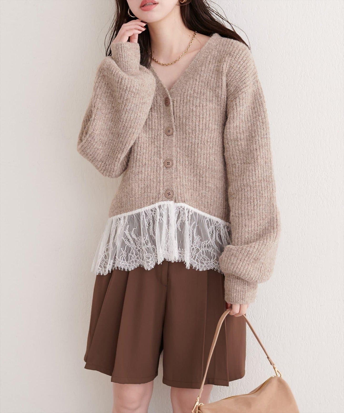 下襬蕾絲開衫