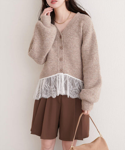 下襬蕾絲開衫