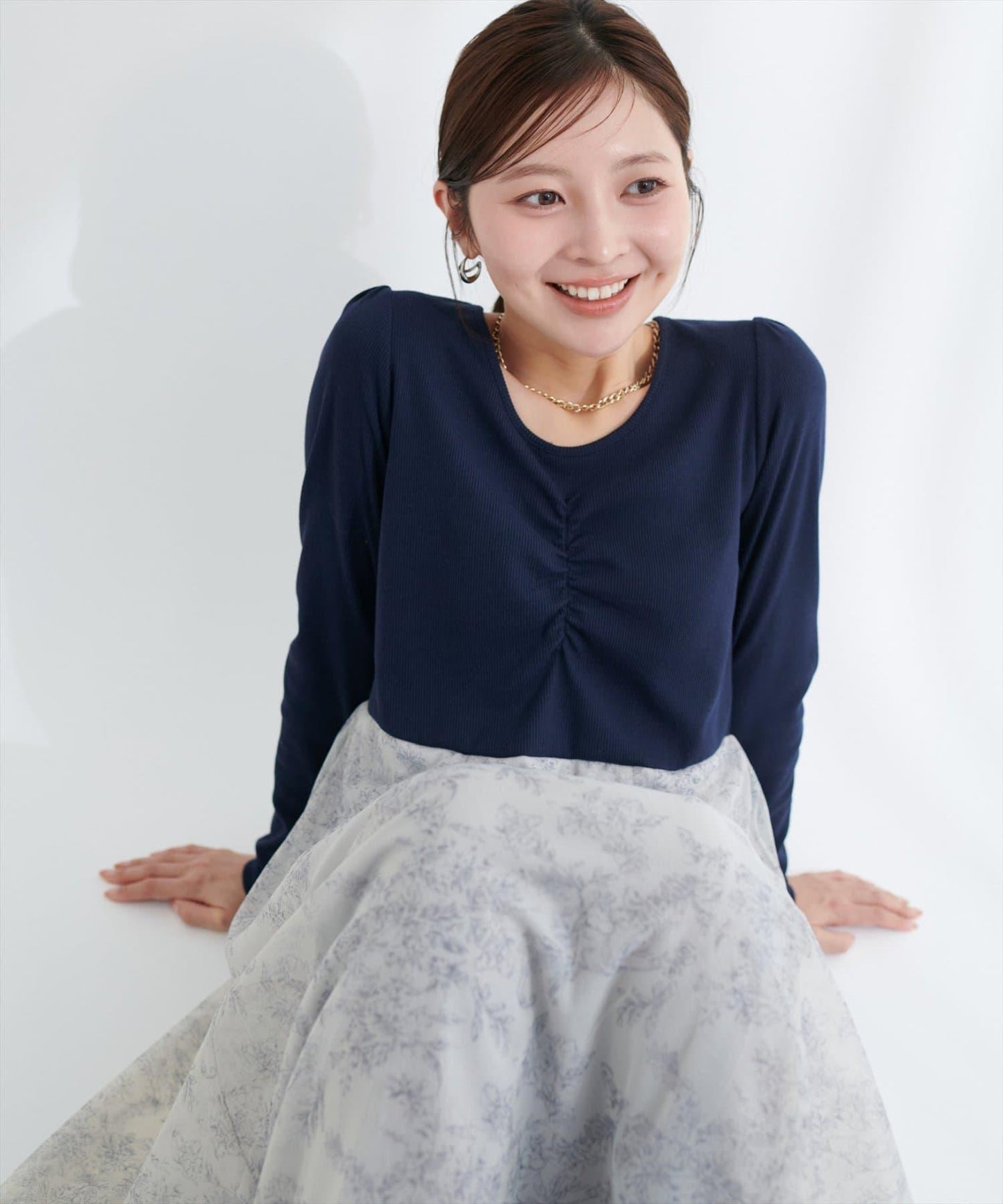 花卉圖案網紗連衣裙