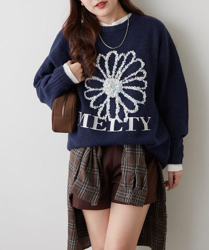 花卉提花針織毛衣