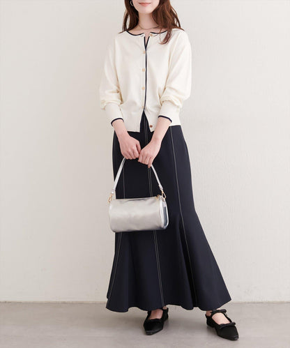 拼色金色紐釦針織開衫