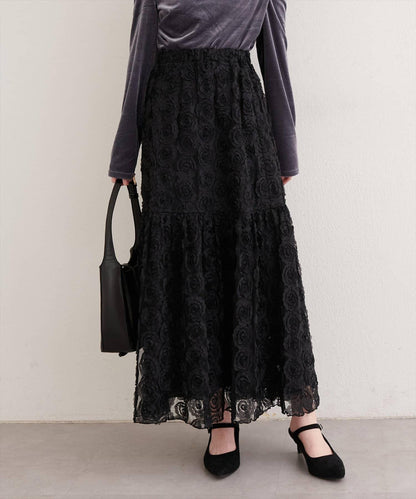 花卉網紗蓬鬆半身裙