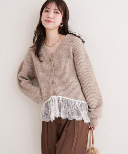 下襬蕾絲開衫