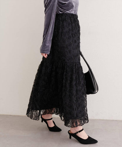 花卉網紗蓬鬆半身裙