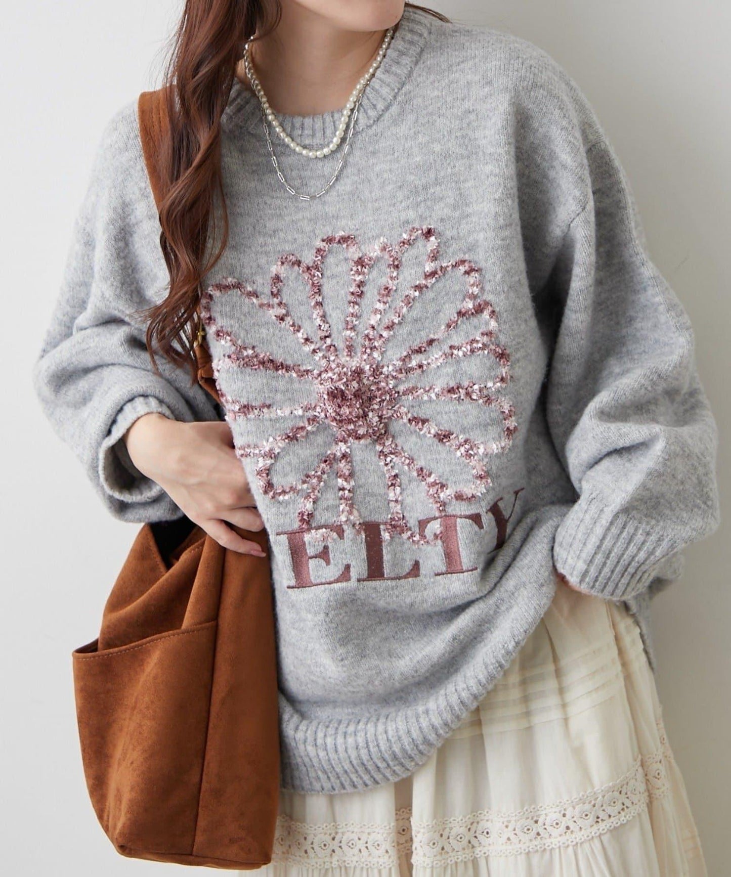 花卉提花針織毛衣