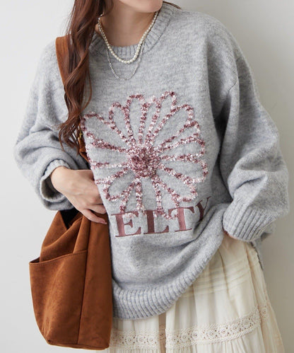 花卉提花針織毛衣