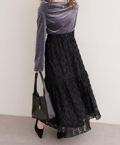 花卉網紗蓬鬆半身裙