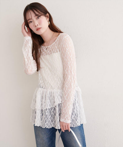 全蕾絲層疊上衣