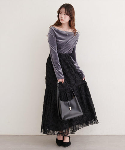 花卉網紗蓬鬆半身裙