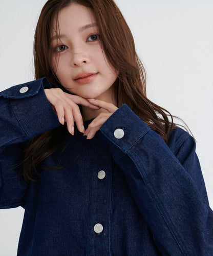 無領荷葉邊牛仔夾克