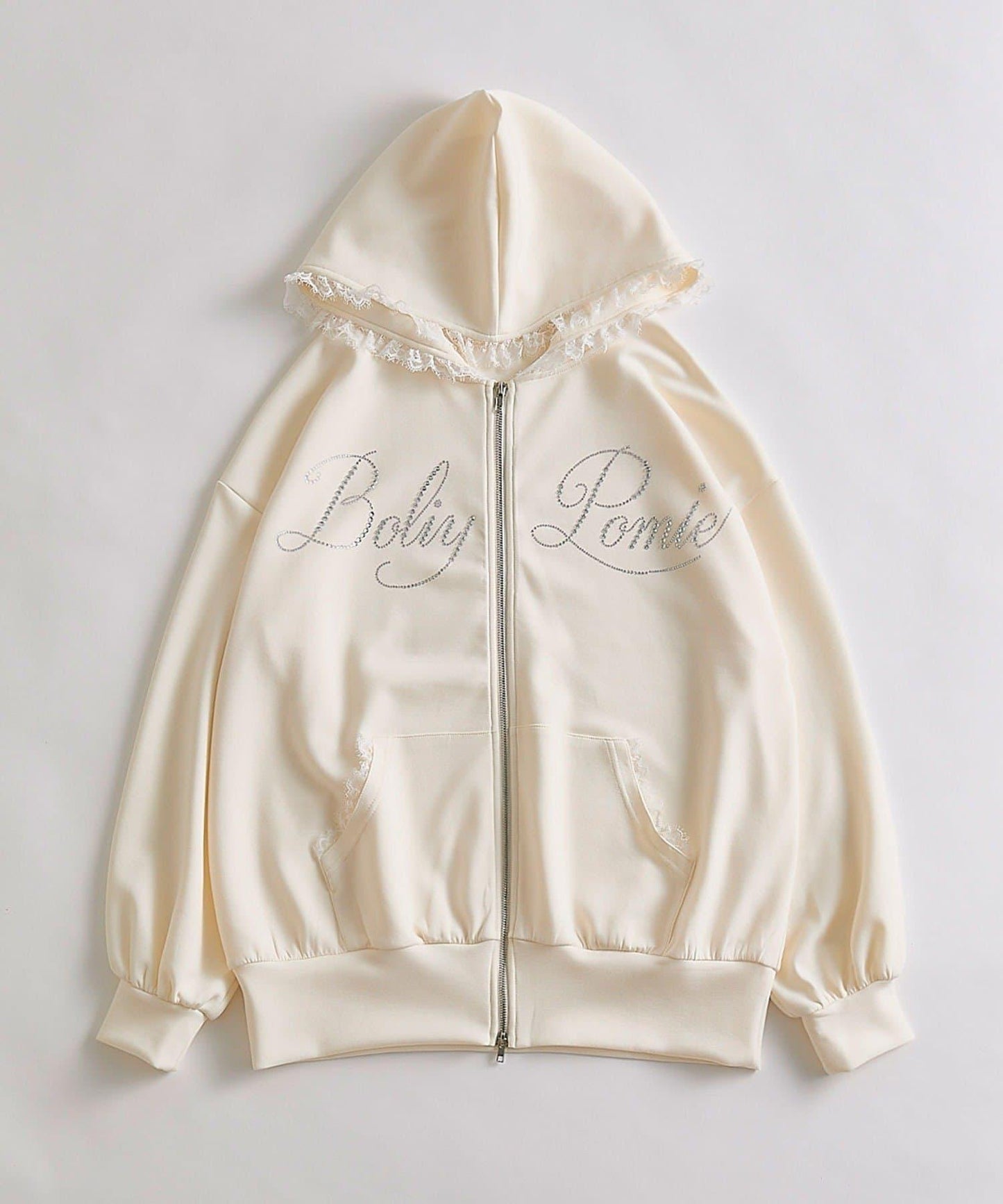 帶標誌蕾絲連帽衫