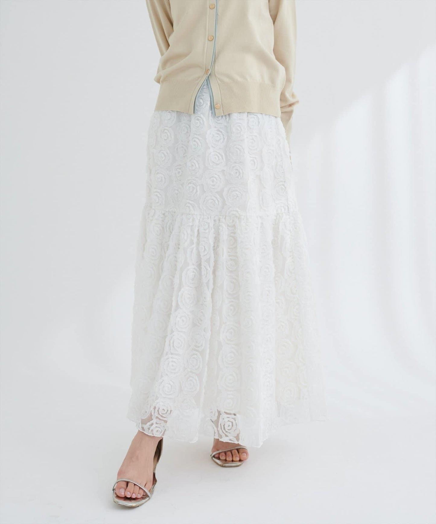 花卉網紗蓬鬆半身裙