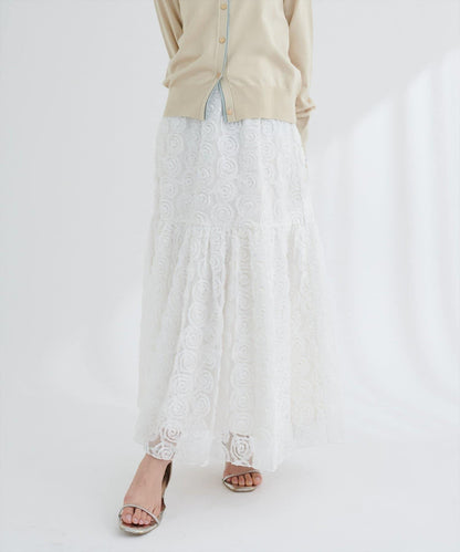 花卉網紗蓬鬆半身裙