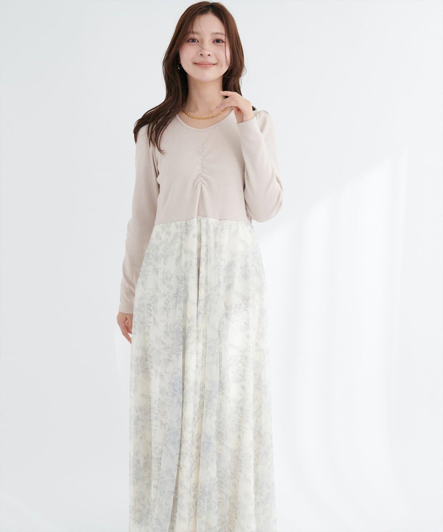 花卉圖案網紗連衣裙